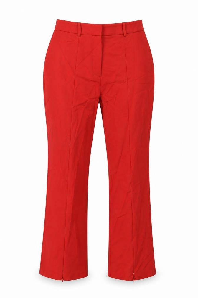 French Connection Womens Red Cotton Trousers Size 12 L27.5 in Regular Zip