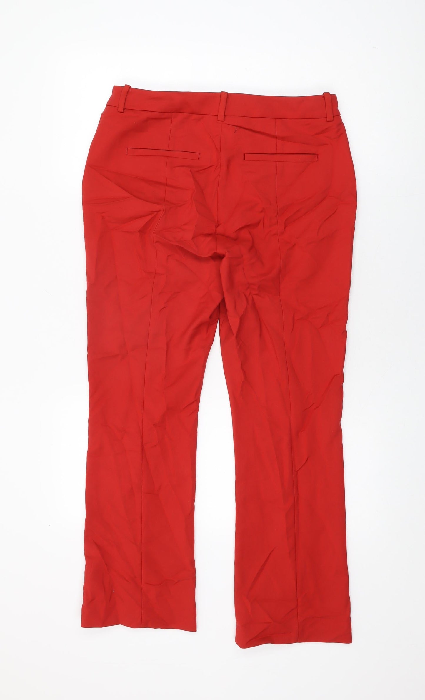 French Connection Womens Red Cotton Trousers Size 12 L27.5 in Regular Zip