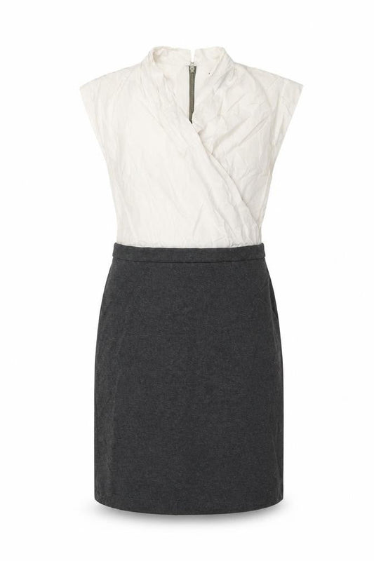 Mango Womens Grey Viscose Shift Size L V-Neck Zip