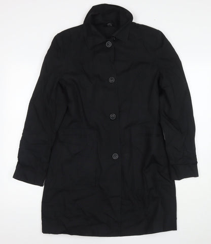 F&F Womens Black Overcoat Coat Size 12 Button