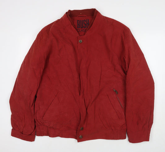 Bush Mens Red Bomber Jacket Coat Size L Zip