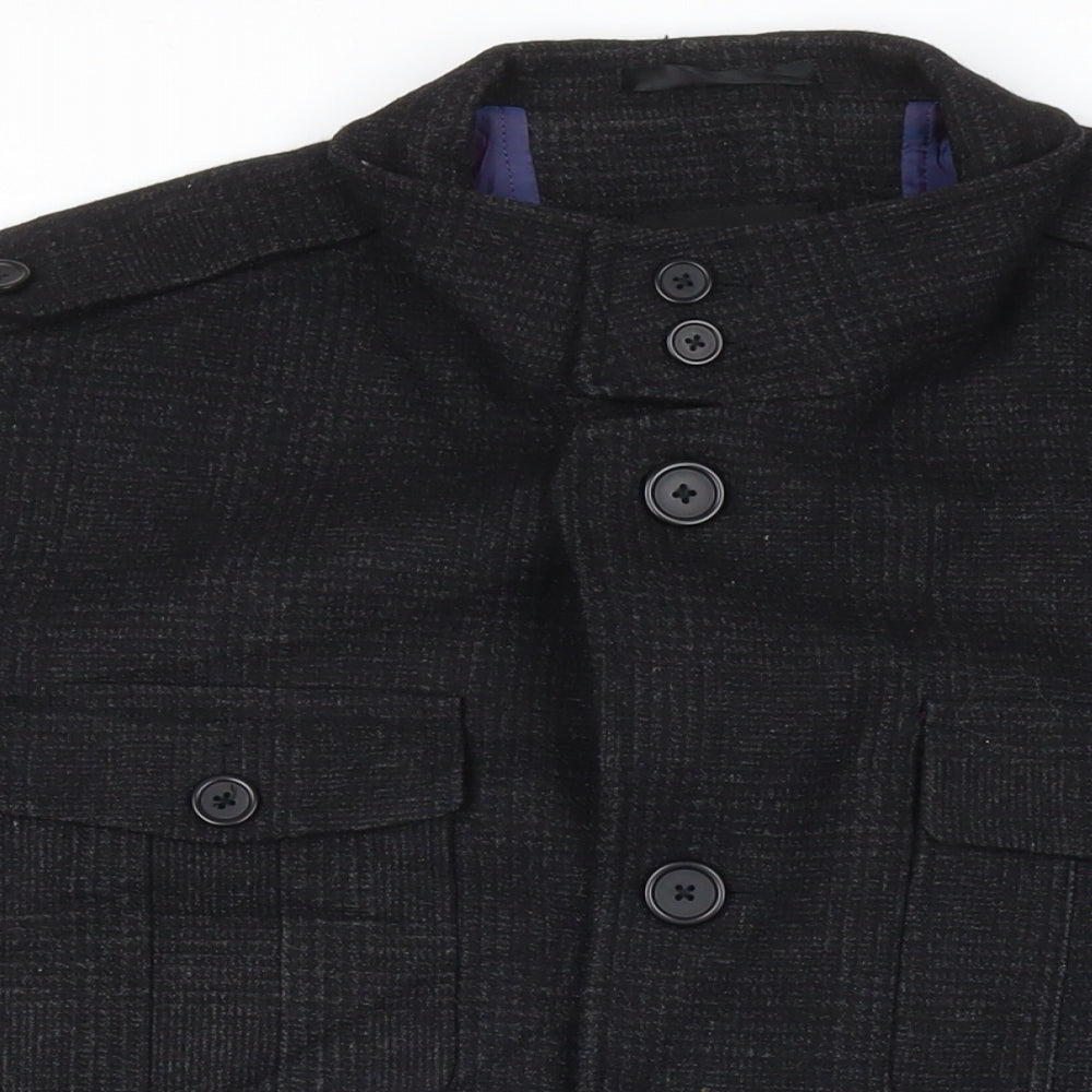 Marks and Spencer Mens Black Pea Coat Coat Size XL Button