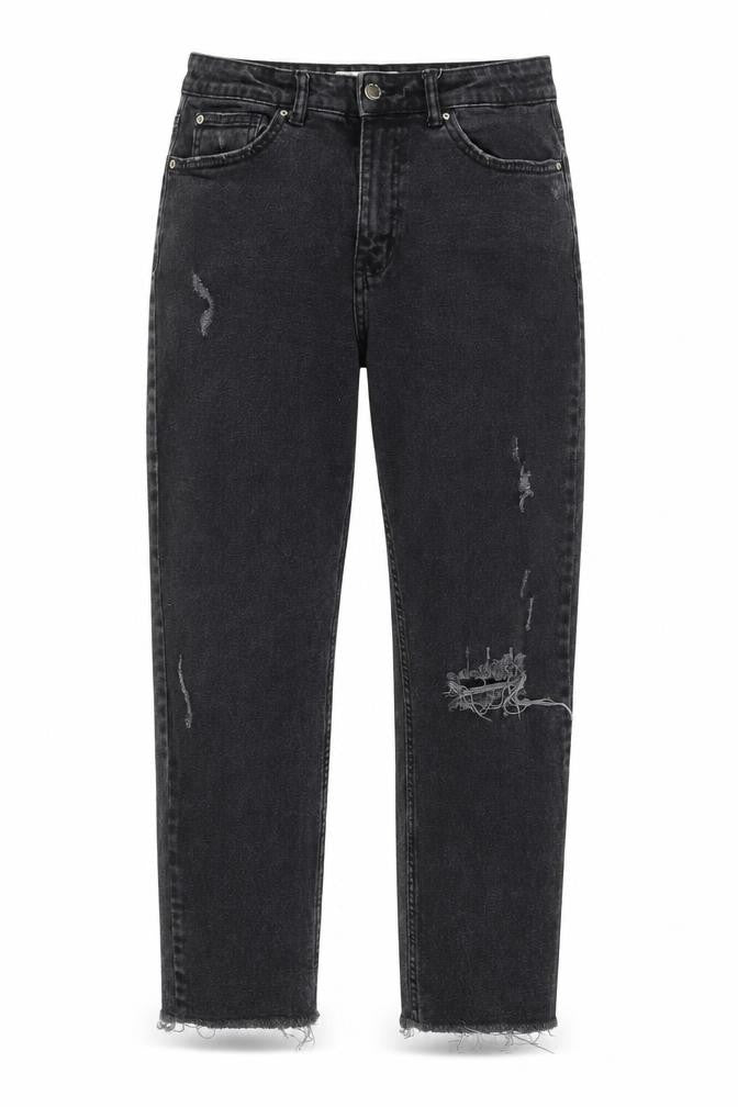 Denim & Co. Womens Black Cotton Straight Jeans Size 12 L24 in Regular Zip