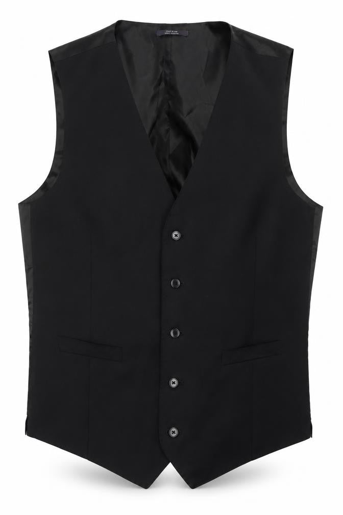 Marks & Spencer Mens Black Polyester Jacket Suit Waistcoat Size 42 Regular