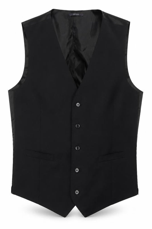 Marks & Spencer Mens Black Polyester Jacket Suit Waistcoat Size 42 Regular