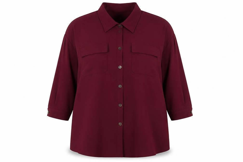 I SAW IT FIRST Womens Red Polyester Tunic Button-Up Size 12 Collared
