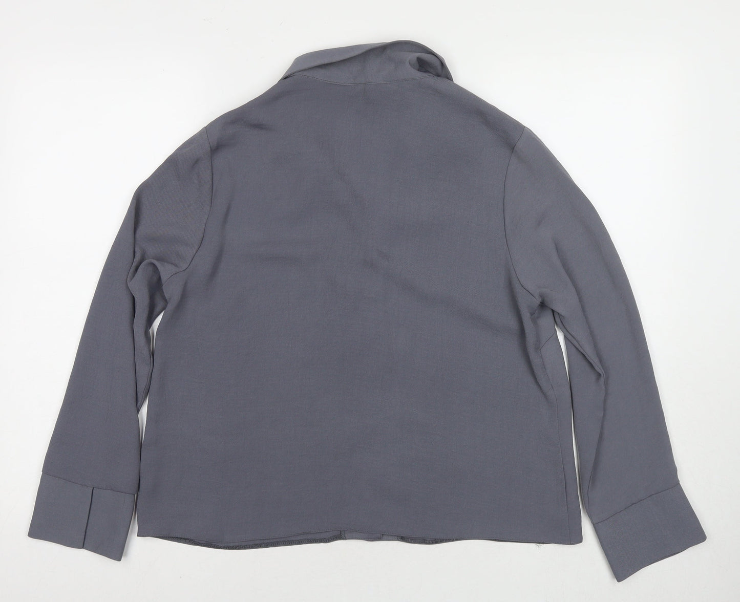 New Look Womens Grey Polyester Basic Button-Up Size 12 Collared