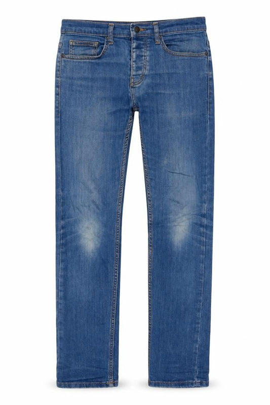 Topman Mens Blue Cotton Straight Jeans Size 30 in L30 in Regular Zip