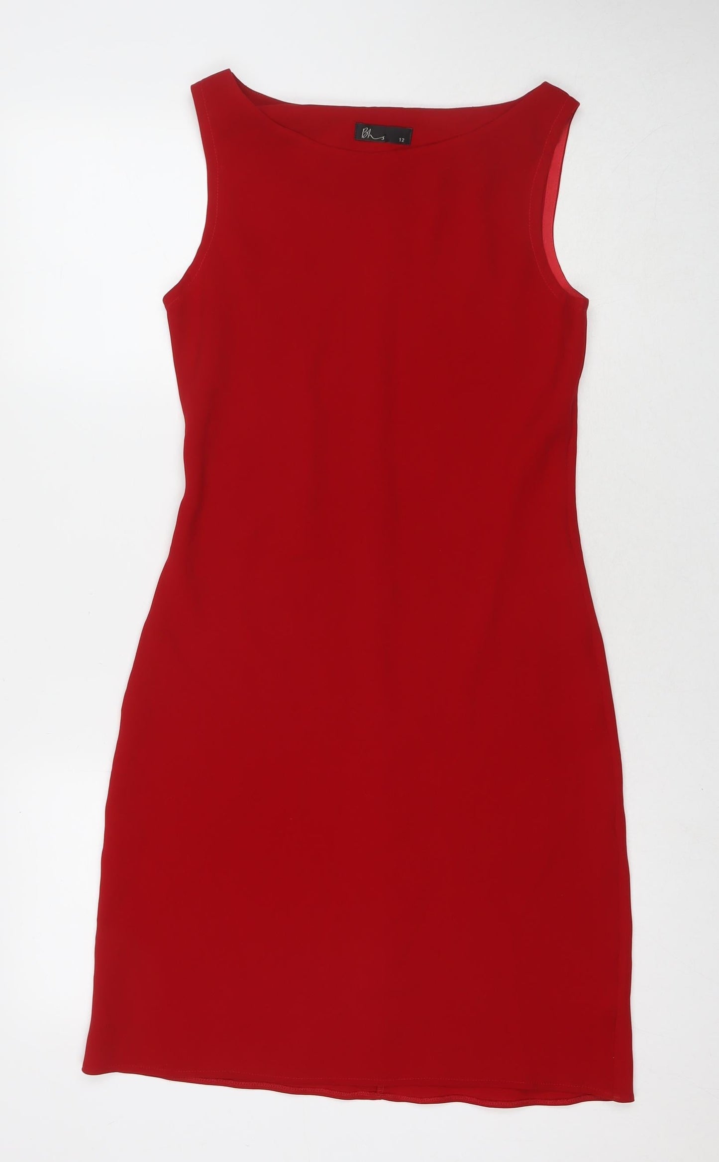 BHS Womens Red Polyester A-Line Size 12 Round Neck Pullover
