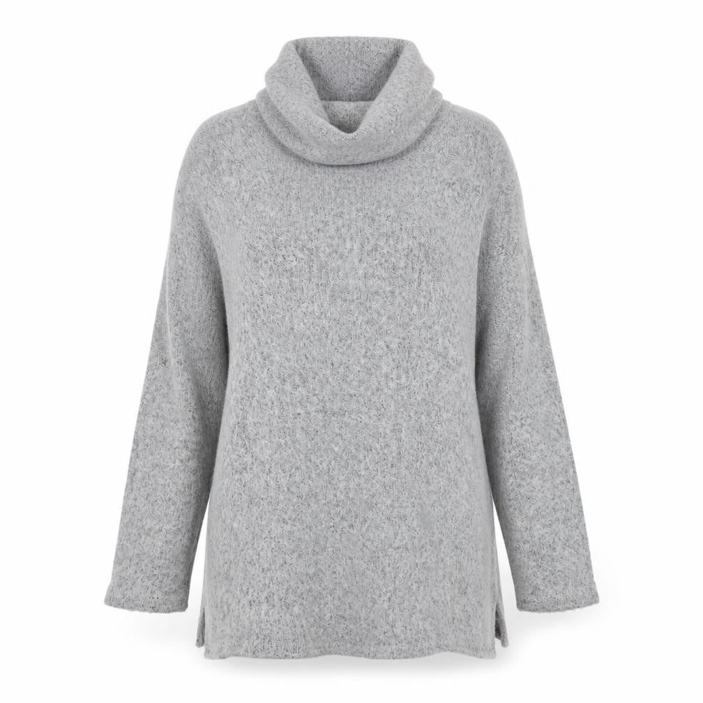 Nina Leonard Womens Grey Roll Neck Acrylic Pullover Jumper Size M