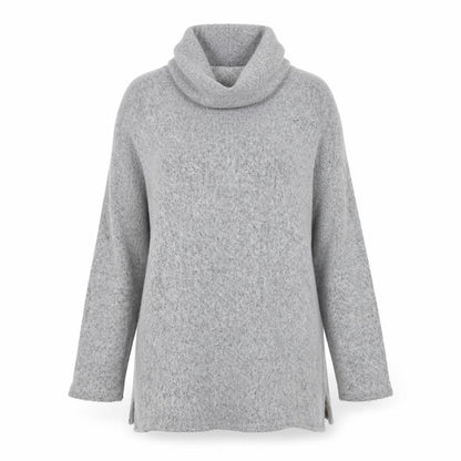 Nina Leonard Womens Grey Roll Neck Acrylic Pullover Jumper Size M
