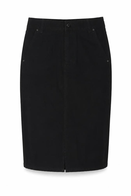 Dorothy Perkins Womens Black Cotton A-Line Skirt Size 8 Zip