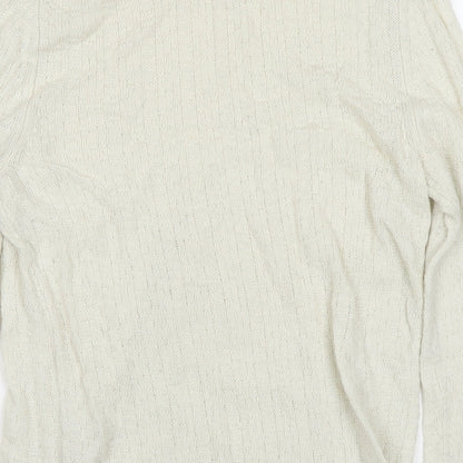 Gap Womens White Round Neck Polyester Pullover Jumper Size M