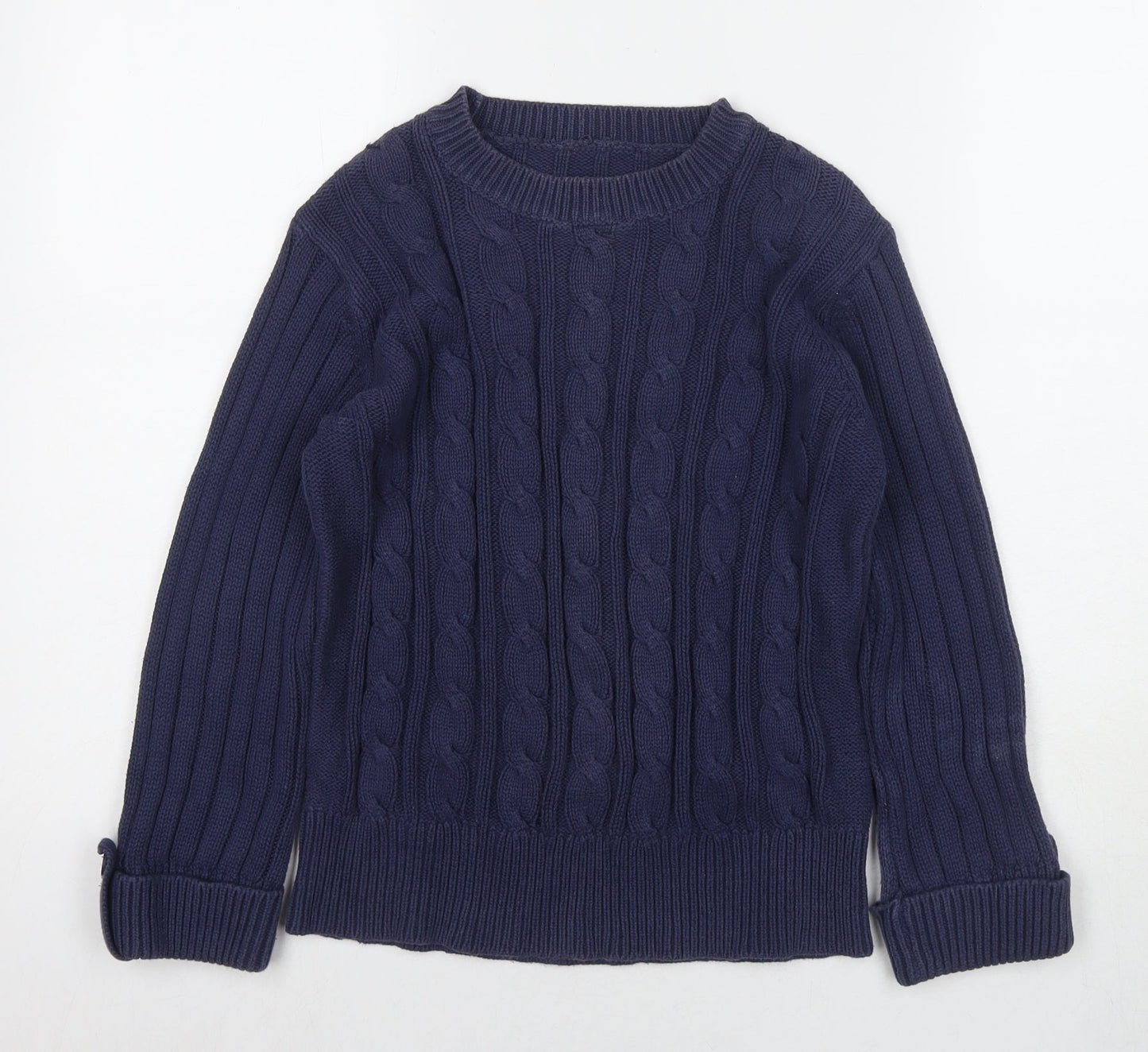 BHS Womens Blue Round Neck Cotton Pullover Jumper Size 14