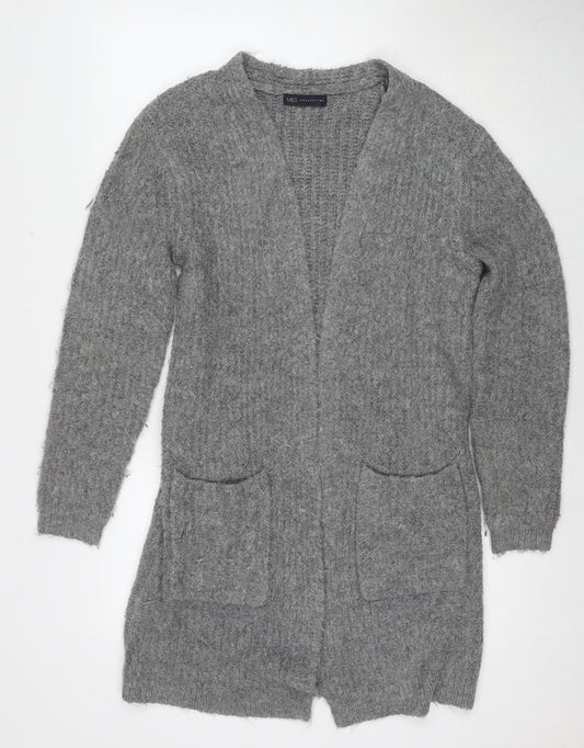 Marks and Spencer Womens Grey Collared Acrylic Cardigan Jumper Size S
