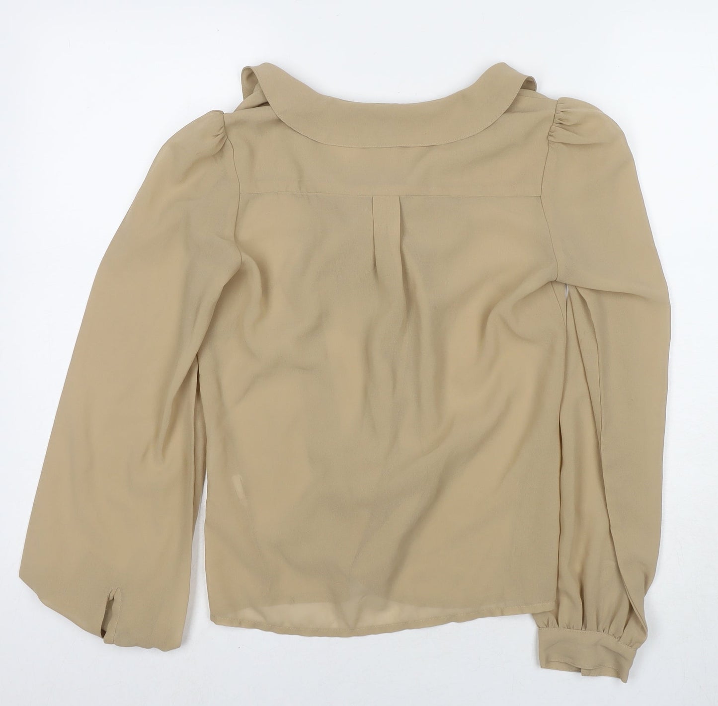 New Look Womens Brown Polyester Basic Button-Up Size 10 Round Neck