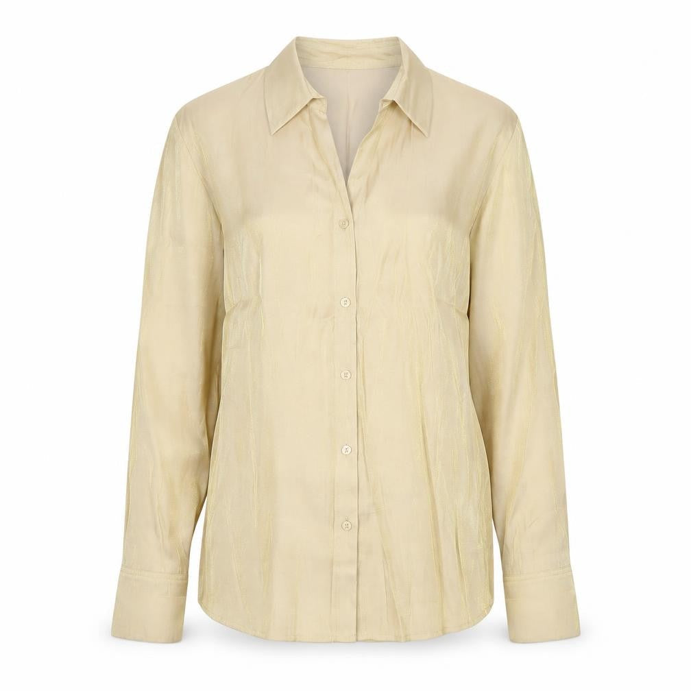 NEXT Womens Gold Viscose Basic Button-Up Size 14 Collared