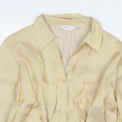Next Womens Gold Viscose Basic Button-Up Size 14 Collared