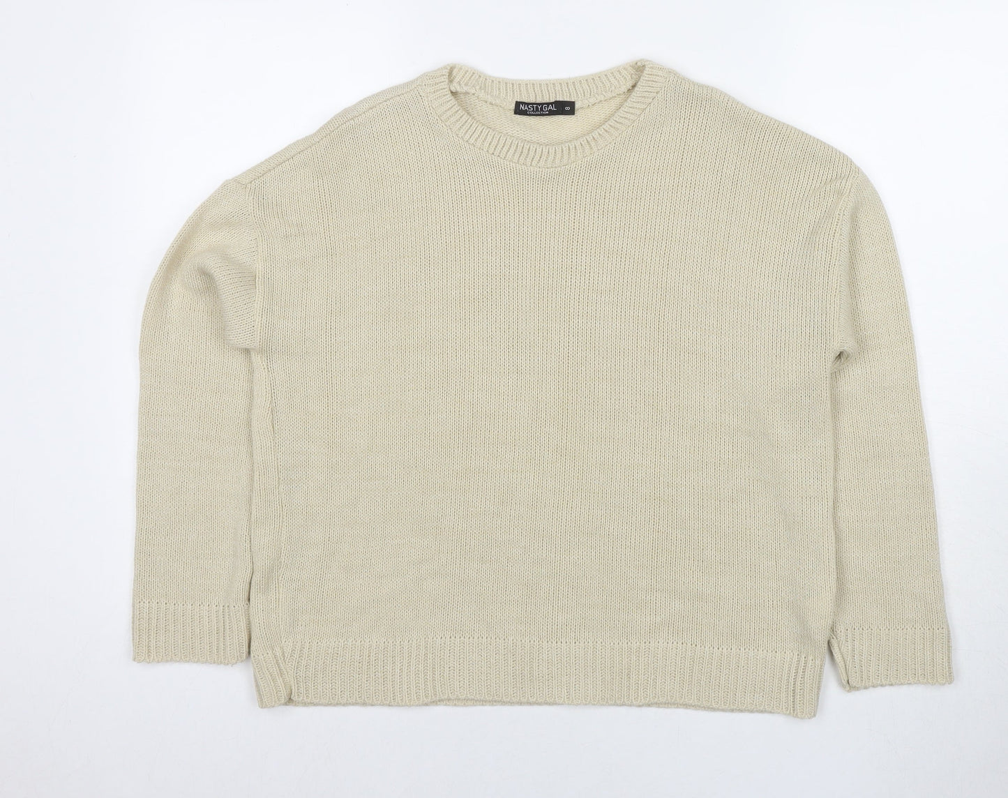 Nasty Gal Womens Beige Round Neck Acrylic Pullover Jumper Size 8