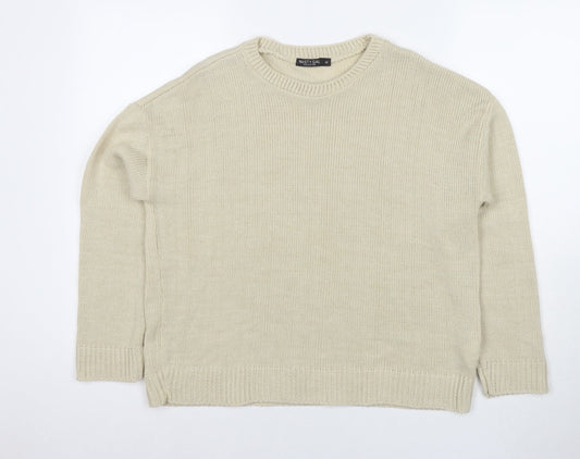 Nasty Gal Womens Beige Round Neck Acrylic Pullover Jumper Size 8