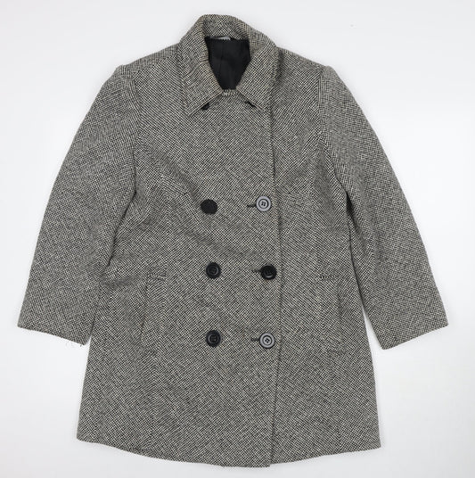BHS Womens Grey Overcoat Coat Size 12 Button
