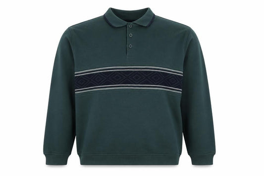 EWM Mens Green Fair Isle Cotton Pullover Sweatshirt Size M