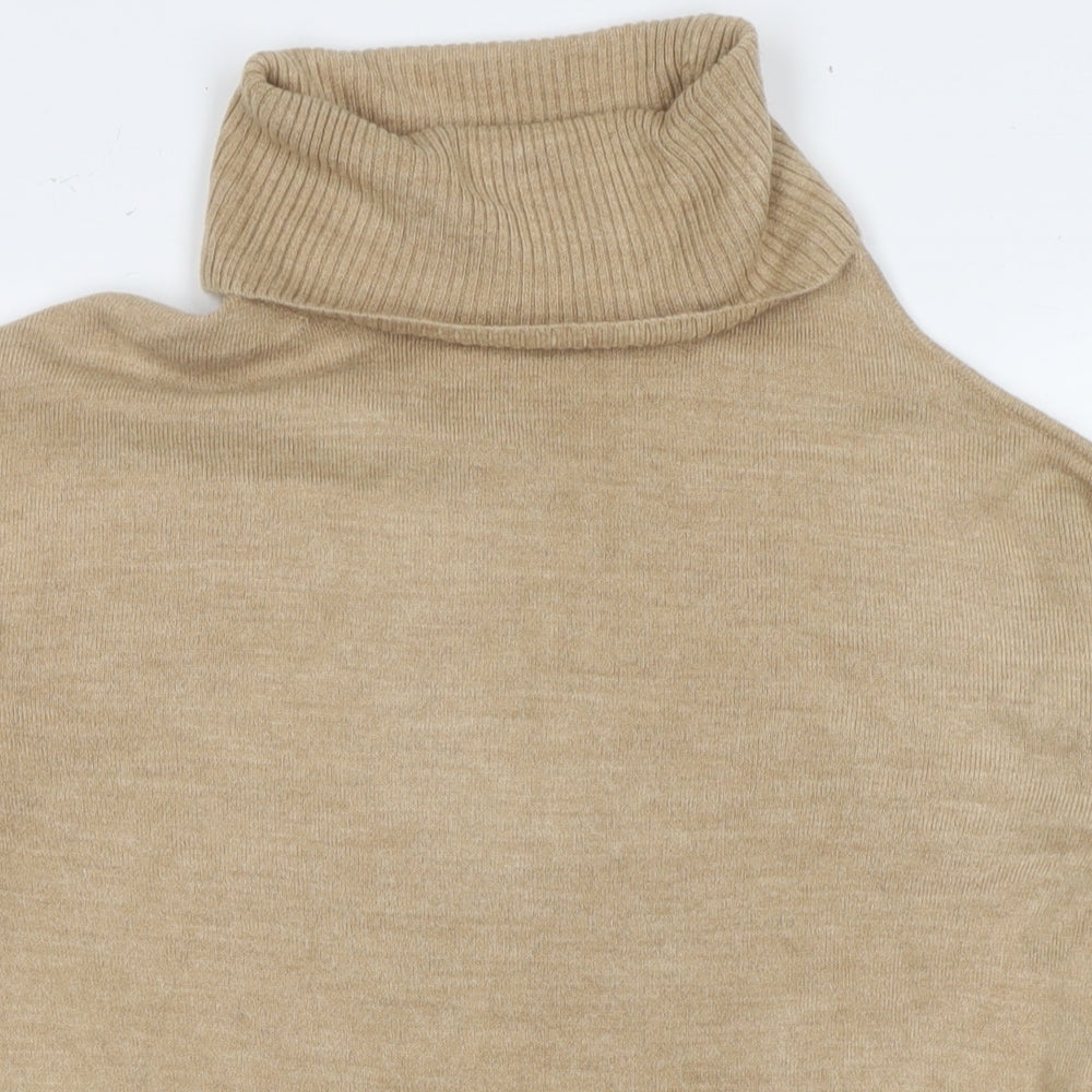 NEXT Womens Brown Roll Neck Acrylic Pullover Jumper Size 8 - Cold Shoulder