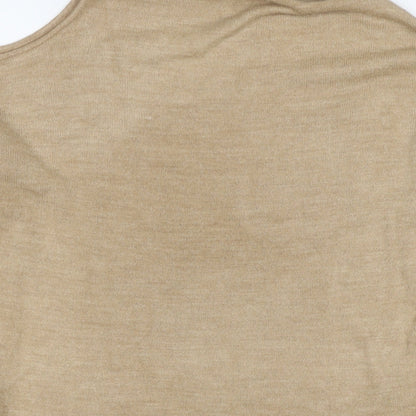 Next Womens Brown Roll Neck Acrylic Pullover Jumper Size 8 - Cold Shoulder