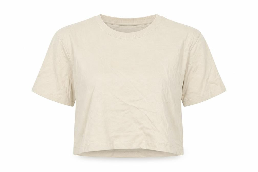 Stradivarius Womens Beige Cotton Basic T-Shirt Size M Crew Neck