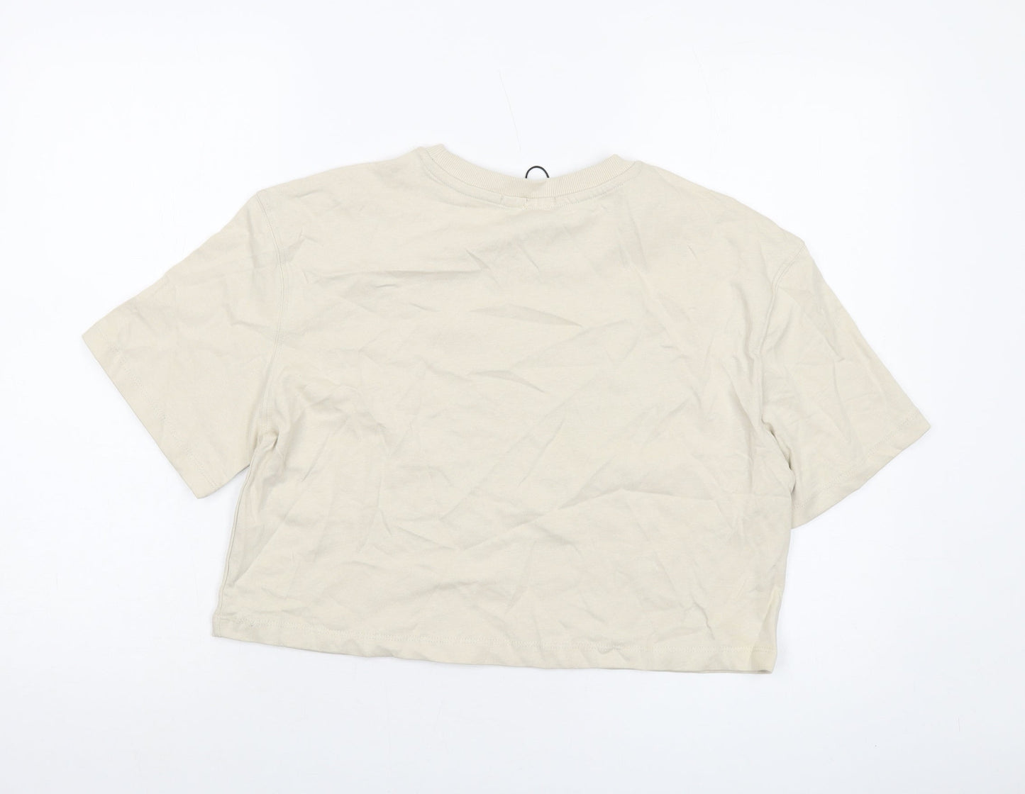 Stradivarius Womens Beige Cotton Basic T-Shirt Size M Crew Neck