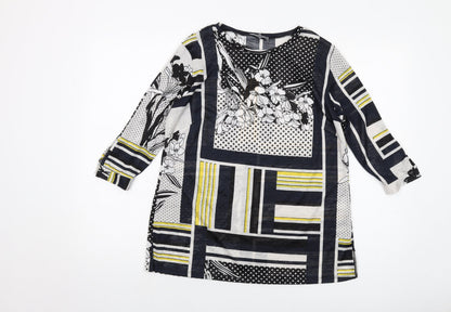 Additional front view of Principles women’s multicoloured geometric polyester basic blouse, size UK 12, round neck