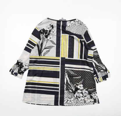 Back view of Principles women’s multicoloured geometric polyester basic blouse, size UK 12, round neck