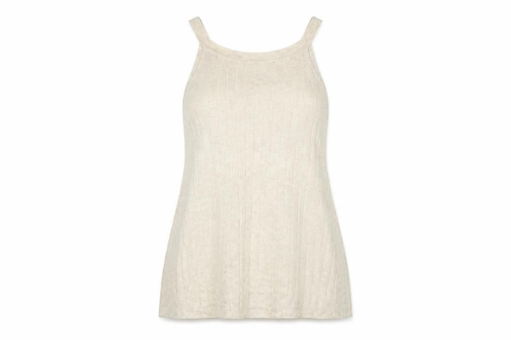 Topshop Womens Beige Acrylic Basic Tank Size M Round Neck