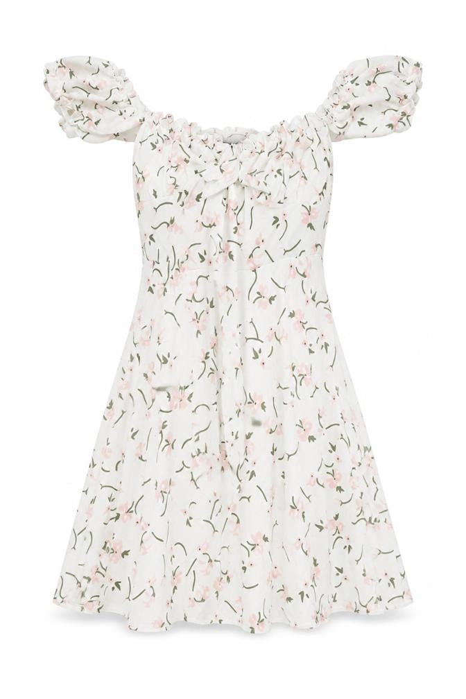 PRETTYLITTLETHING Womens White Floral Polyester Mini Size 8 Sweetheart Pullover