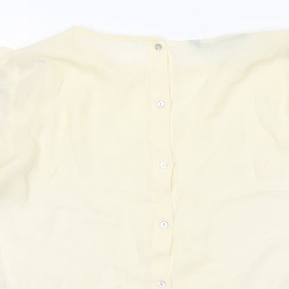 Zara Womens Ivory Polyester Basic Blouse Size M Round Neck