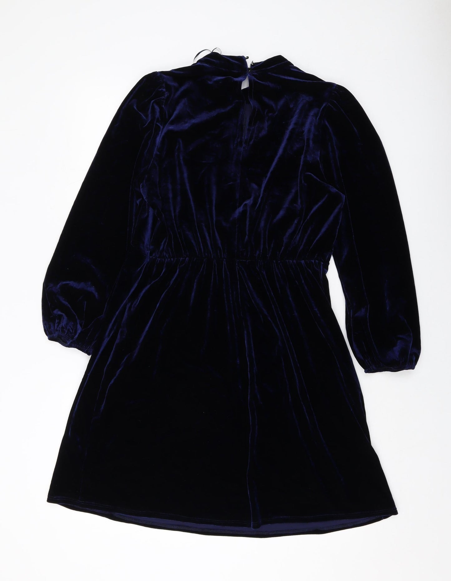 Roman Womens Blue Polyester A-Line Size 12 Mock Neck Button