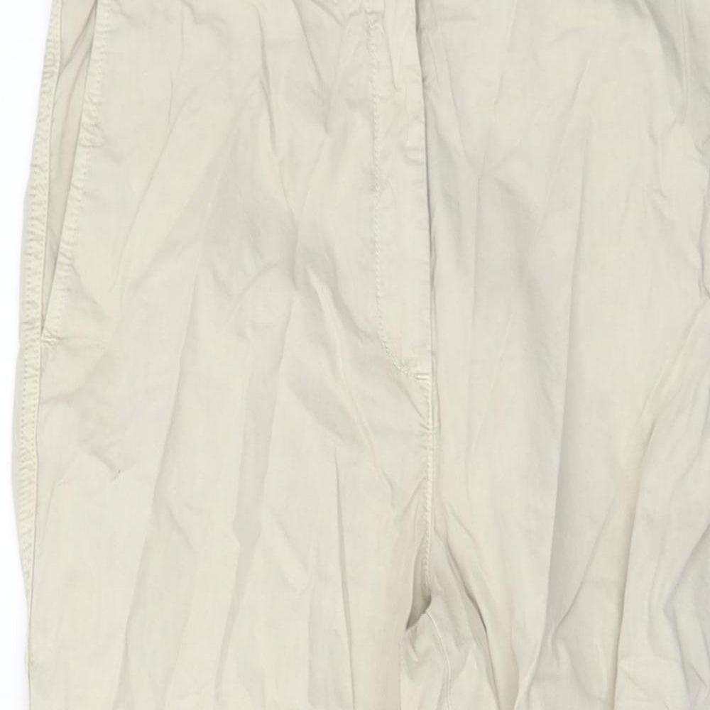 Marks and Spencer Womens Beige Cotton Trousers Size 30 in L27 in Regular Button