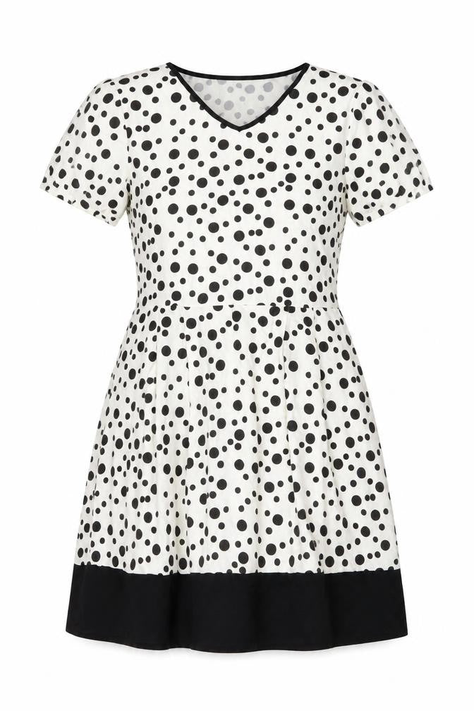 Privacy Womens Ivory Polka Dot Viscose A-Line Size 8 V-Neck Pullover