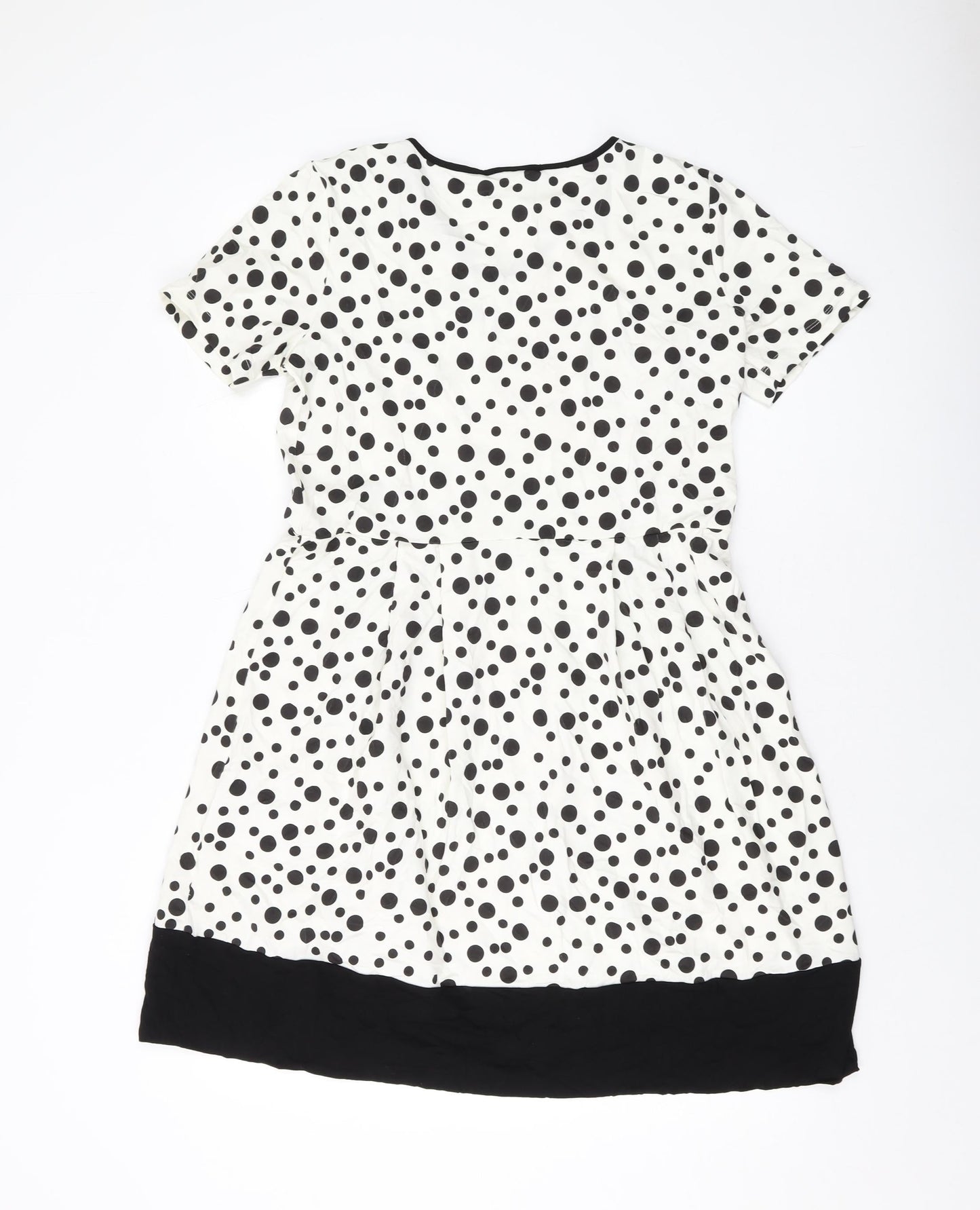 Privacy Womens Ivory Polka Dot Viscose A-Line Size 8 V-Neck Pullover