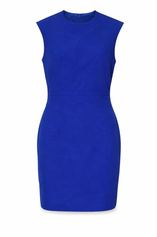 Mango Womens Blue Polyester Sheath Size M Round Neck Zip