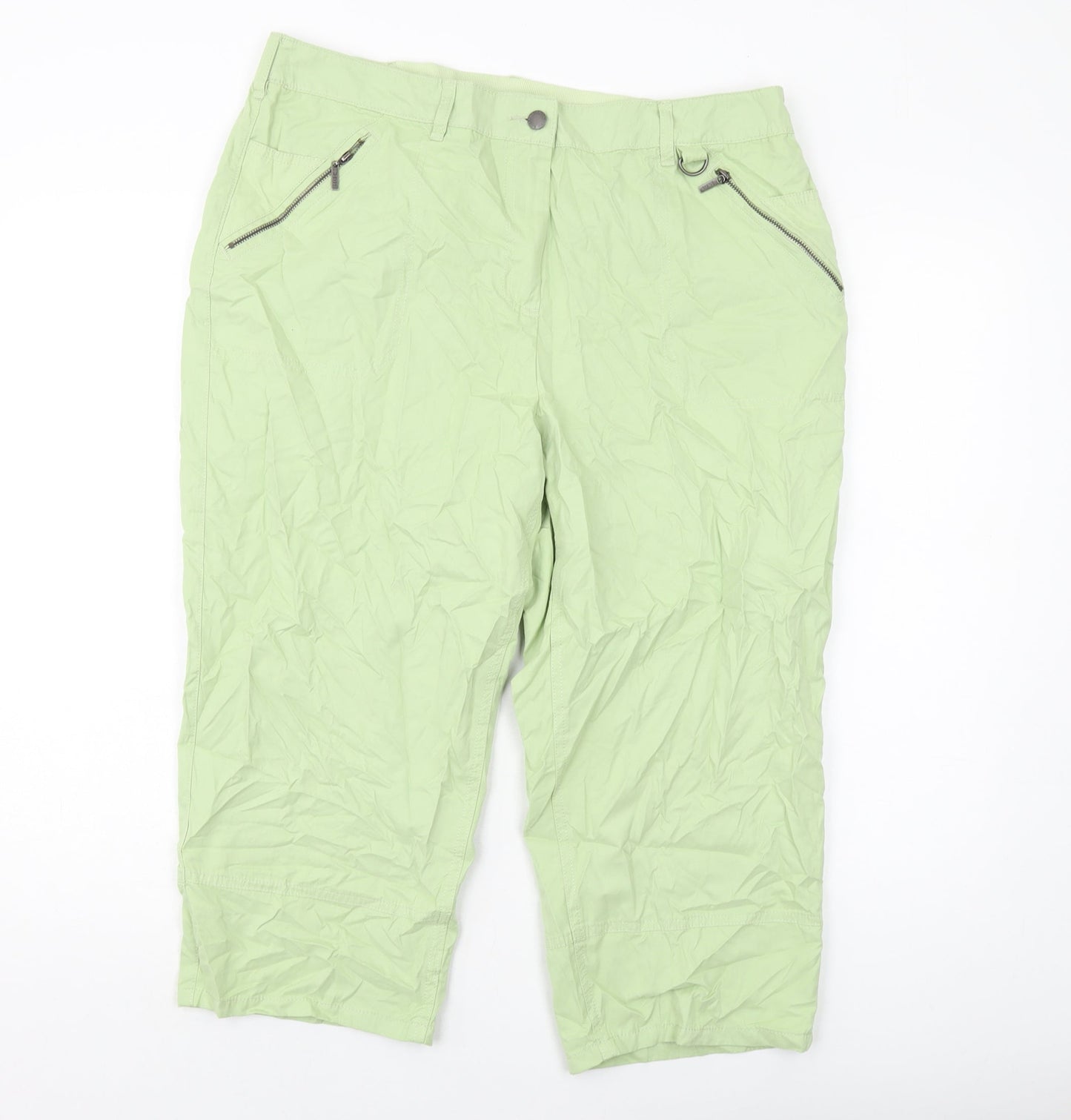 Maine Womens Green Polyester Trousers Size 16 L21 in Regular Button