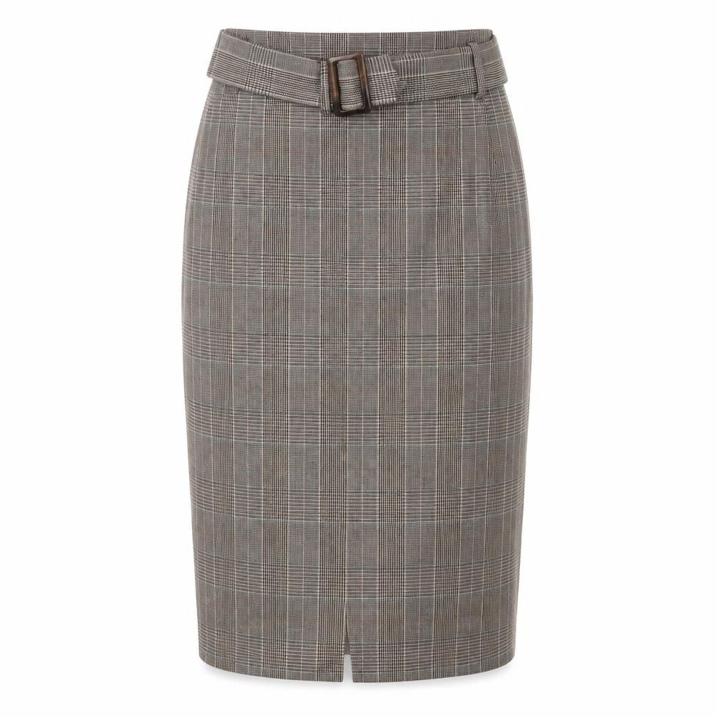 Principles Womens Brown Plaid Polyester Straight & Pencil Skirt Size 12 Zip