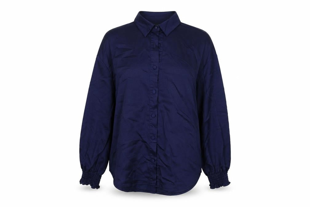PRETTYLITTLETHING Womens Blue Polyester Basic Button-Up Size 6 Collared