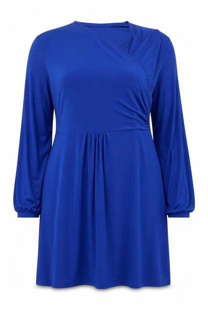 Front view of Kaleidoscope women’s blue polyester a-line, size UK 18, v-neck pullover