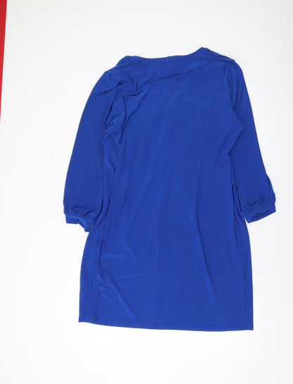 Back view of Kaleidoscope women’s blue polyester a-line, size UK 18, v-neck pullover