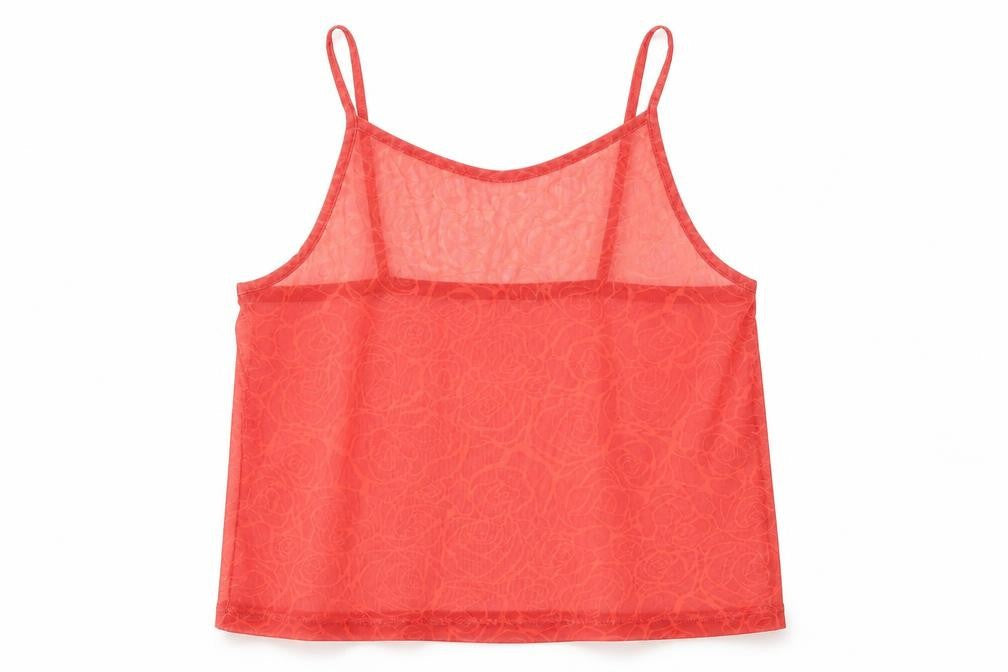 Candy Girls Red Geometric Polyester Basic Tank Size 13 Years Square Neck Pullover