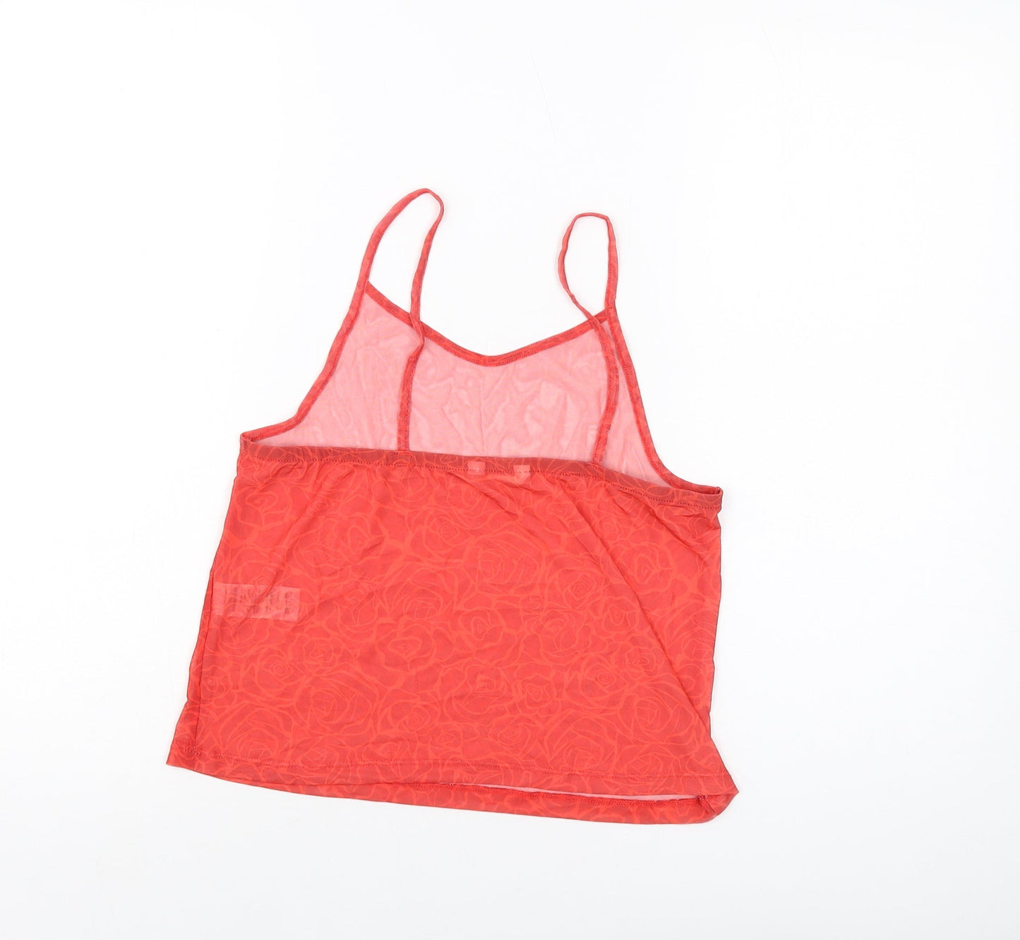 Candy Girls Red Geometric Polyester Basic Tank Size 13 Years Square Neck Pullover