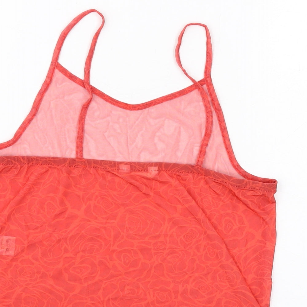 Candy Girls Red Geometric Polyester Basic Tank Size 13 Years Square Neck Pullover