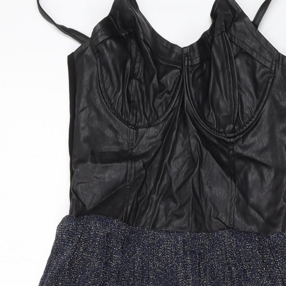 Hearts & Bows Womens Black Polyester A-Line Size 10 Square Neck Zip