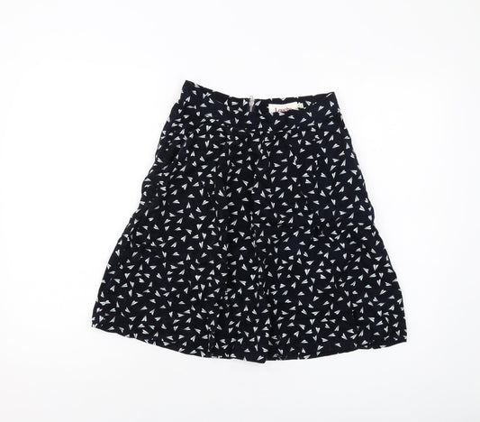 Louche Womens Blue Geometric Cotton A-Line Skirt Size 8 Zip